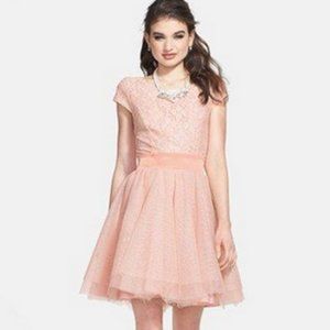 Trixxi Light Pink Lace Dress with Satin & Toole